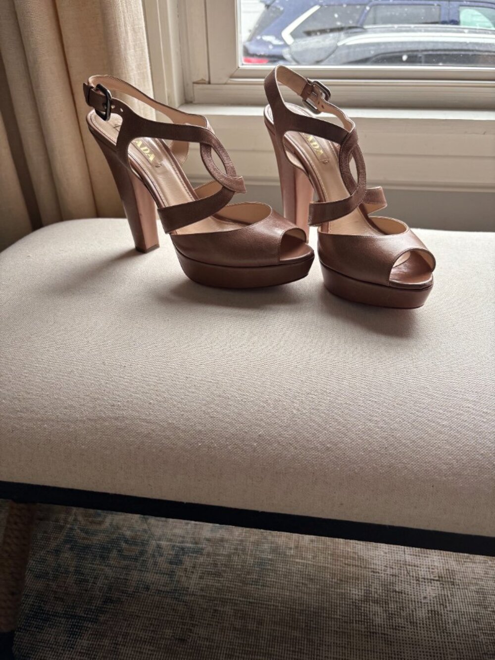 Prada Leather Crisscross Brown leather pumps - Picture 3 of 3